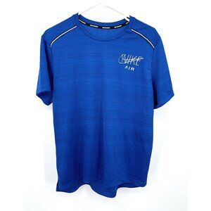 Nike Air Running T-Shirt Men's Size L Dri-Fit Logo Blue Crewneck Double Sided